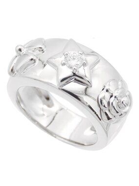 Chanel Three Symbol Ring White Gold 18K Diamond